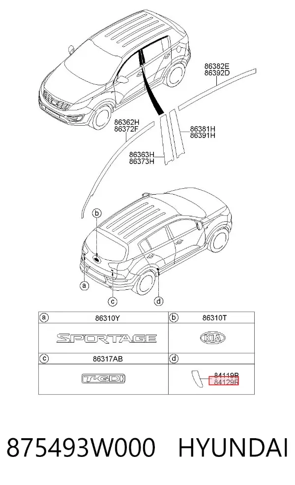  875493W000 Hyundai/Kia