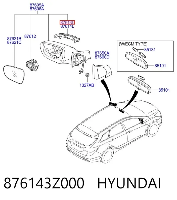 Pisca-pisca esquerdo 876143Z000 Hyundai/Kia