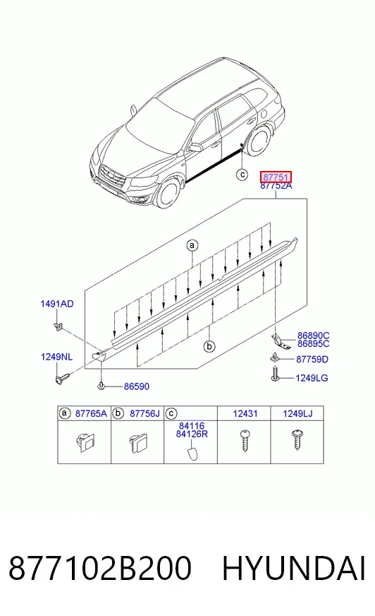 Placa sobreposta (moldura) externa esquerda de acesso 877102B200 Hyundai/Kia