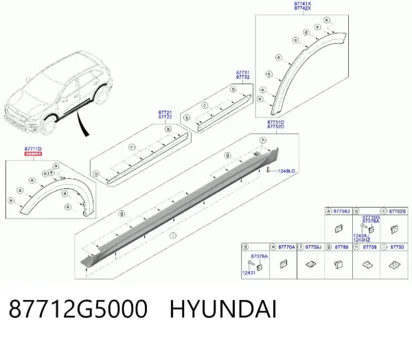 Expansor (placa sobreposta) de arco do pára-lama dianteiro direito 87712G5000 Hyundai/Kia