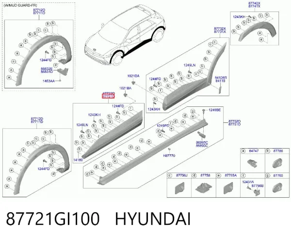 Moldura da porta dianteira esquerda 87721GI100 Hyundai/Kia