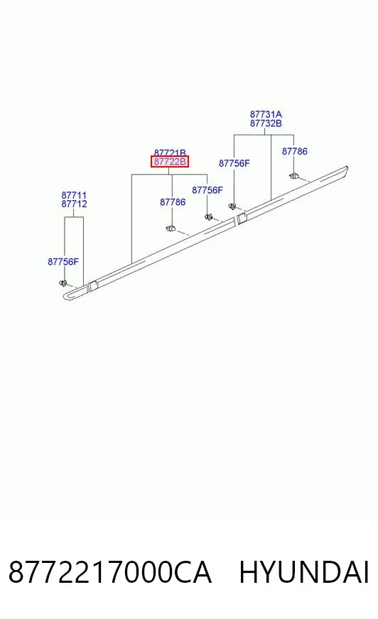Moldura da porta dianteira direita 8772217000CA Hyundai/Kia