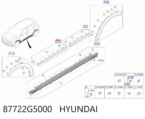 Moldura da porta dianteira direita 87722G5000 Hyundai/Kia