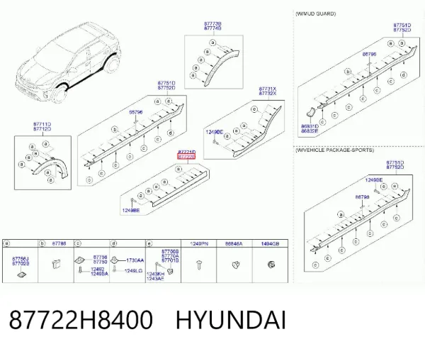 Moldura da porta dianteira direita 87722H8400 Hyundai/Kia