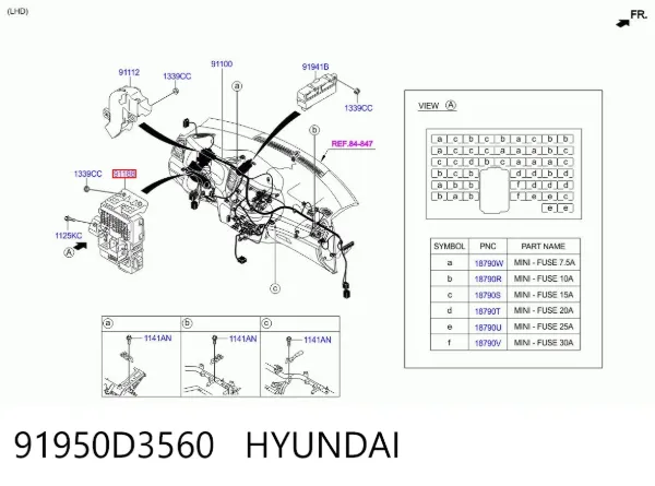Unidade de dispositivos de segurança 91950D3560 Hyundai/Kia