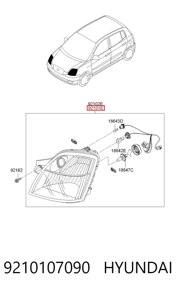 Luz esquerda 9210107090 Hyundai/Kia