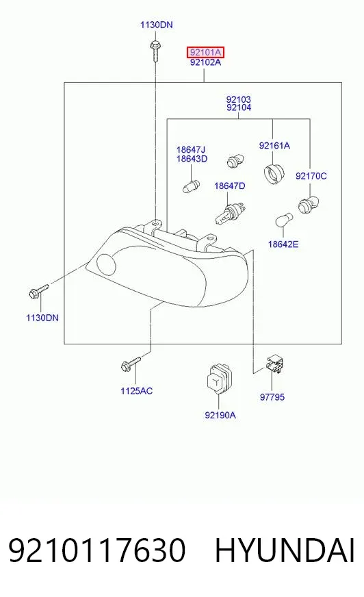 Luz esquerda 9210117630 Hyundai/Kia
