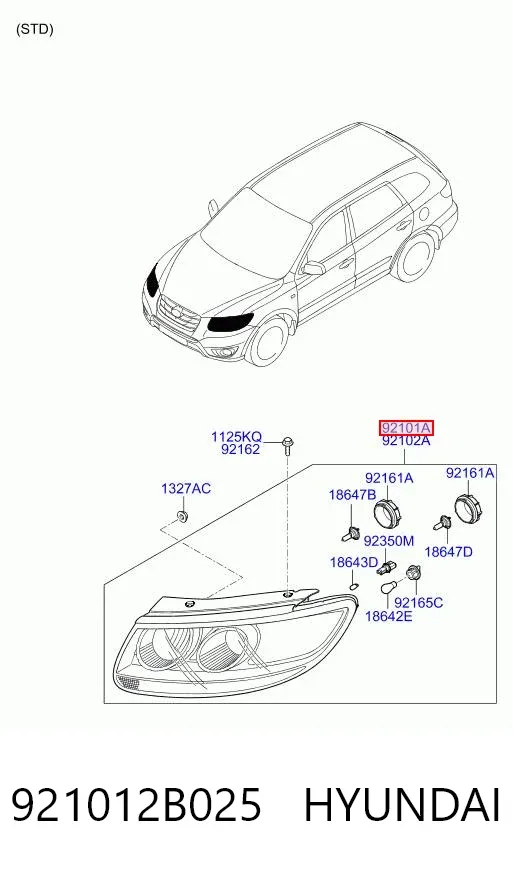 Luz esquerda 921012B025 Hyundai/Kia