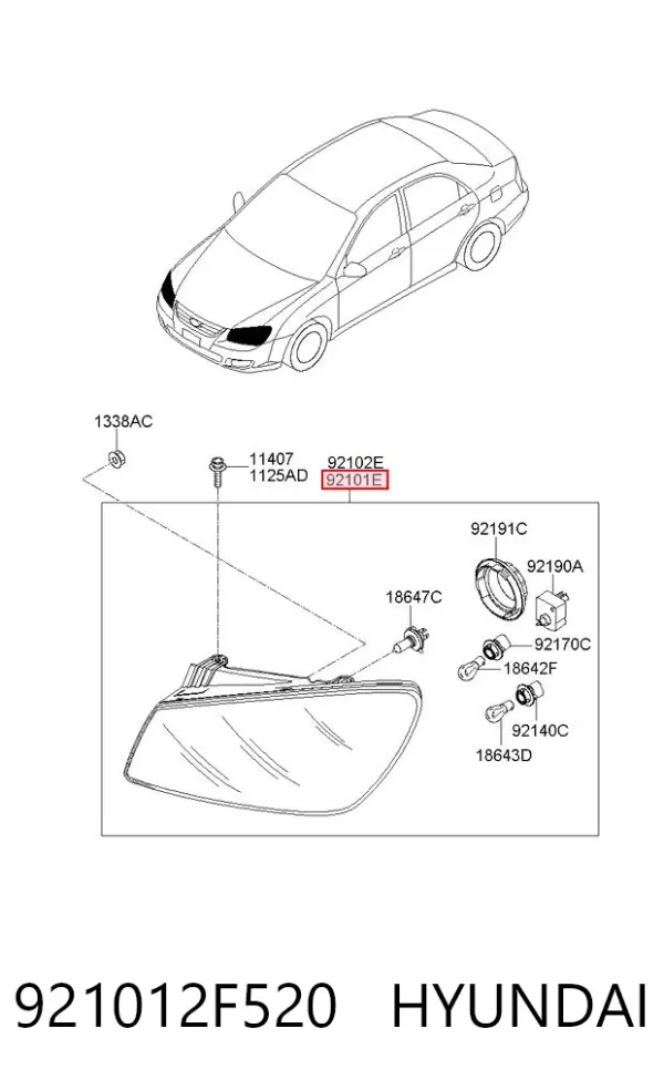 Luz esquerda 921012F520 Hyundai/Kia