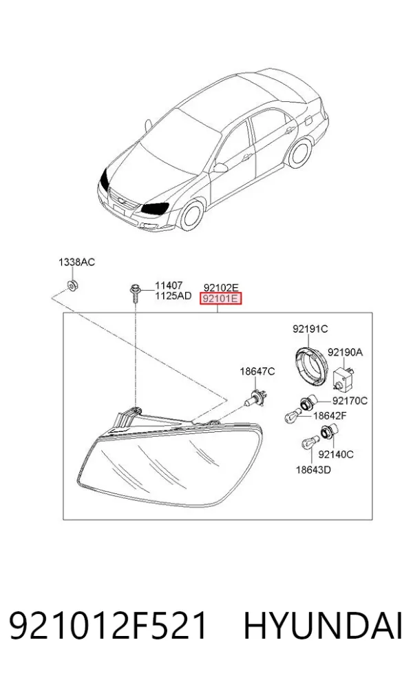 Luz esquerda 921012F521 Hyundai/Kia