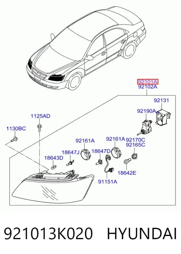 Luz esquerda Hyundai Sonata V