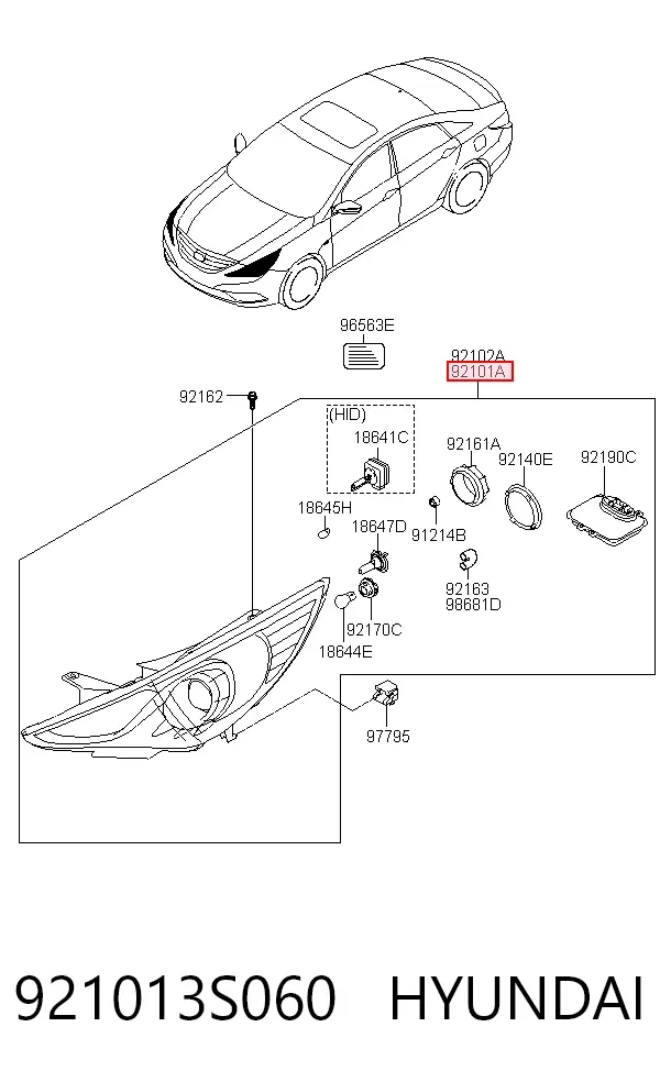 Luz esquerda 921013S060 Hyundai/Kia