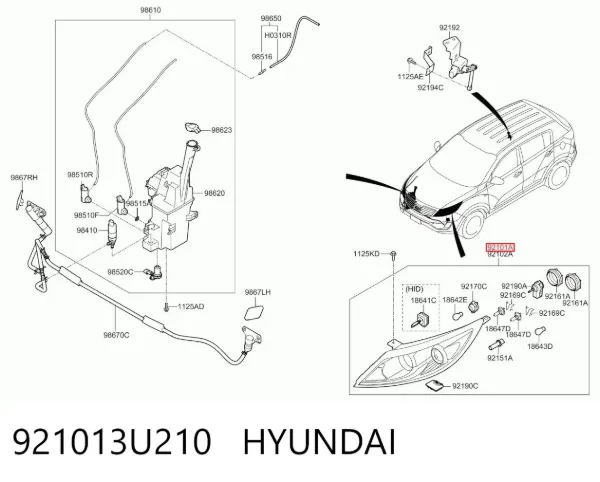 Luz esquerda 921013U210 Hyundai/Kia