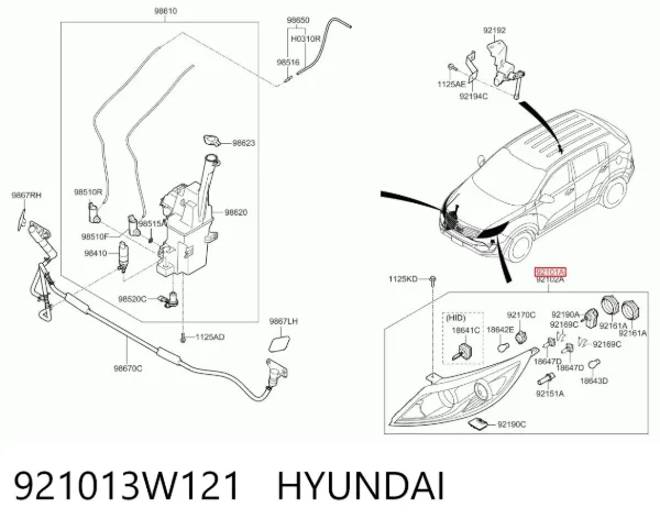 Luz esquerda 921013W121 Hyundai/Kia