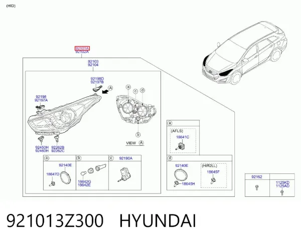 Luz esquerda 921013Z300 Hyundai/Kia