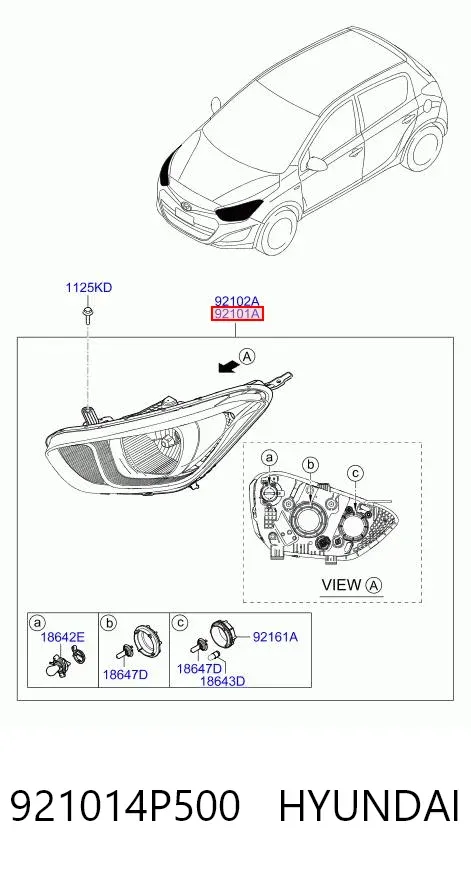 Luz esquerda 921014P500 Hyundai/Kia
