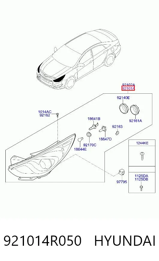 Luz esquerda 921014R050 Hyundai/Kia