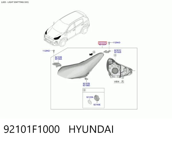 Luz esquerda 92101F1000 Hyundai/Kia