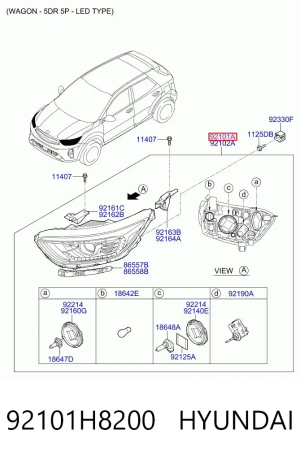 Luz esquerda 92101H8200 Hyundai/Kia