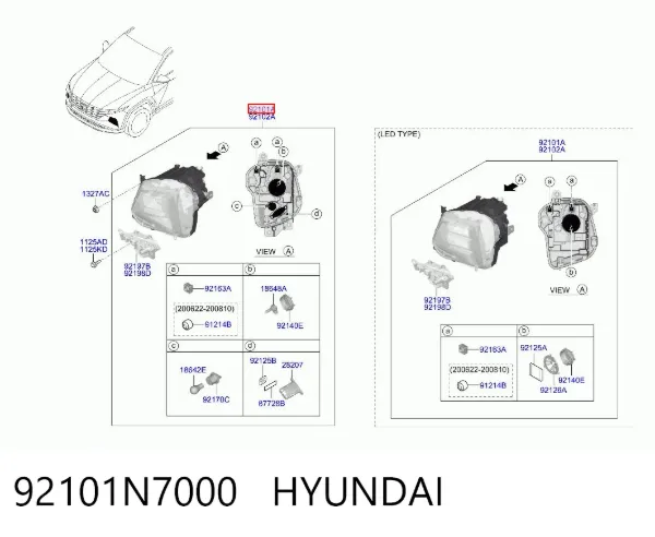 Luz esquerda 92101N7000 Hyundai/Kia
