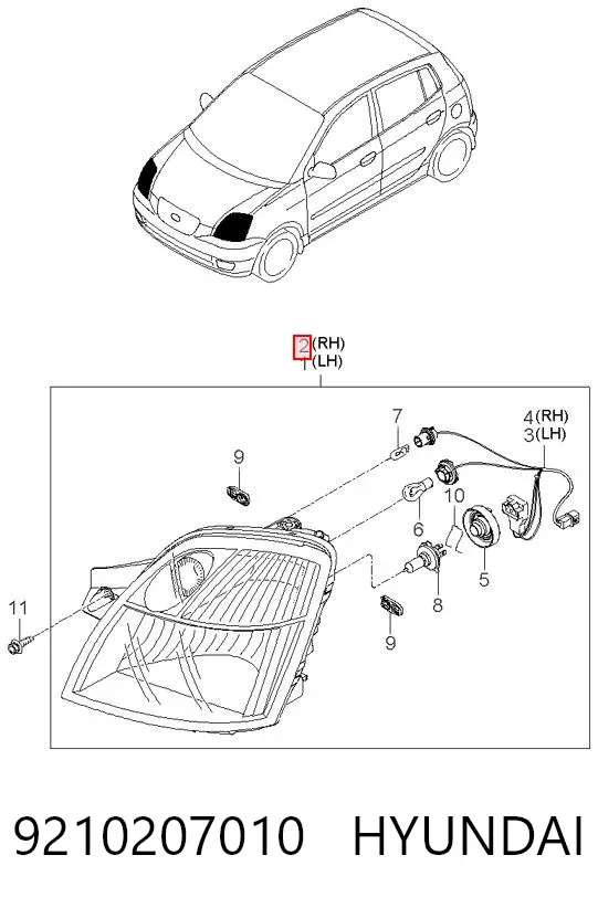 Luz direita 9210207010 Hyundai/Kia