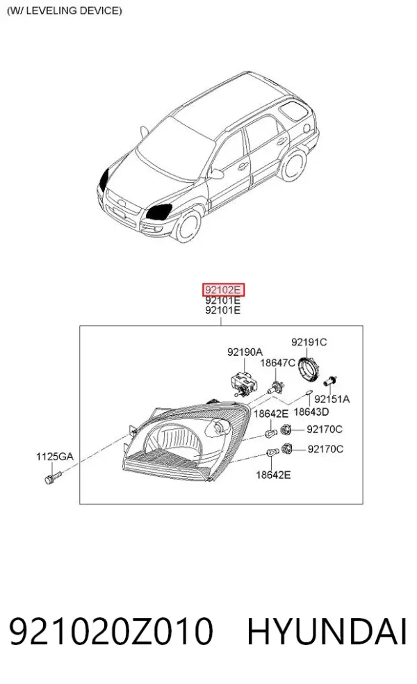 Luz direita 921020Z010 Hyundai/Kia