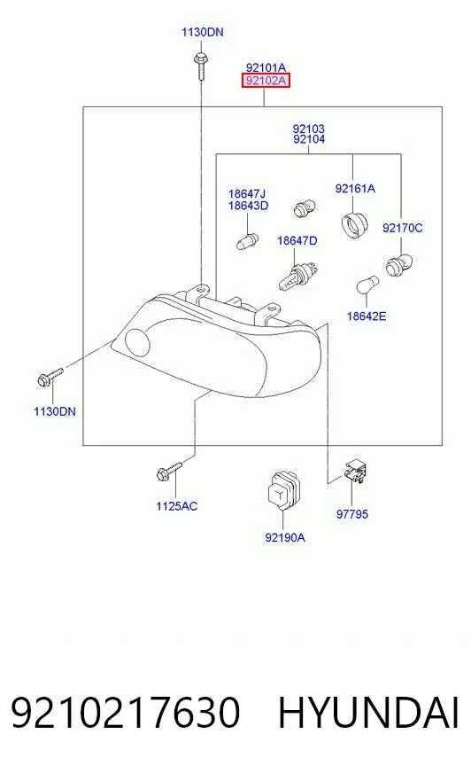 Luz direita 9210217630 Hyundai/Kia