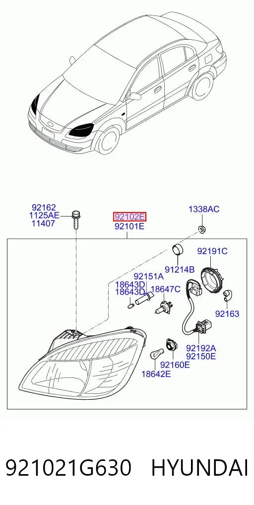 Luz direita 921021G630 Hyundai/Kia