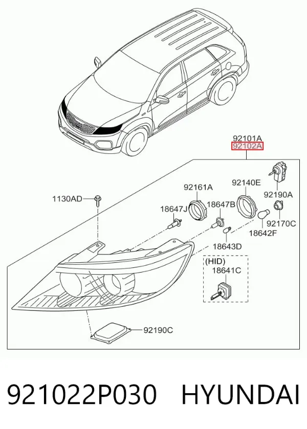 Luz direita KIA Sorento II