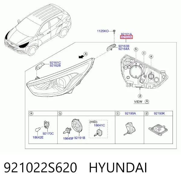 Luz direita 921022S620 Hyundai/Kia