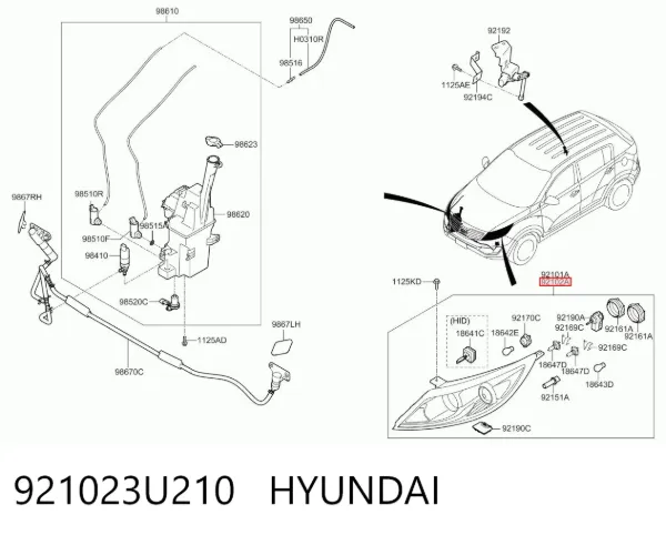 Luz direita 921023U210 Hyundai/Kia