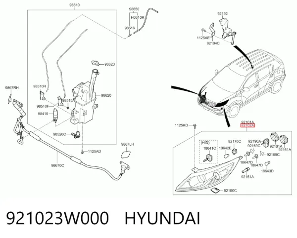 Luz direita 921023W000 Hyundai/Kia