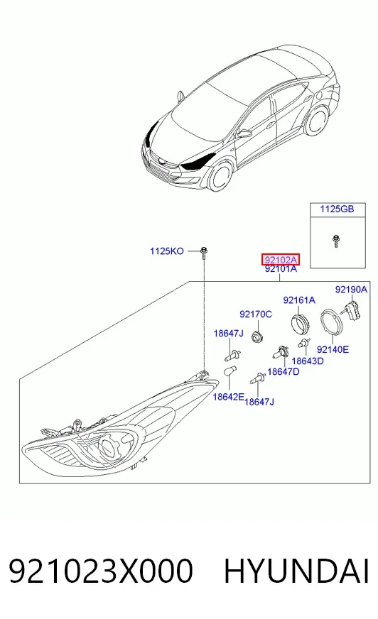 Luz direita 921023X000 Hyundai/Kia