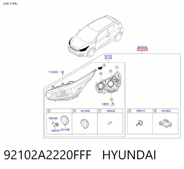 Luz direita 92102A2220FFF Hyundai/Kia
