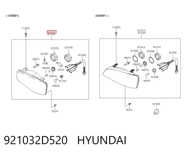Luz esquerda 921032D520 Hyundai/Kia