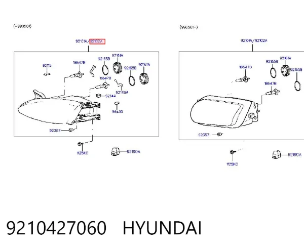 Luz direita 9210427060 Hyundai/Kia