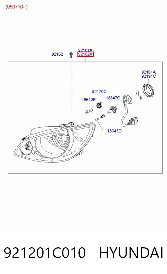 Luz direita 921201C010 Hyundai/Kia