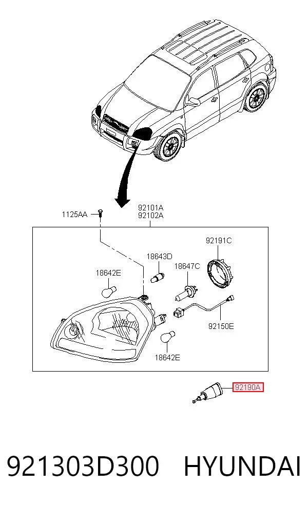 Corretor da luz 921303D300 Hyundai/Kia