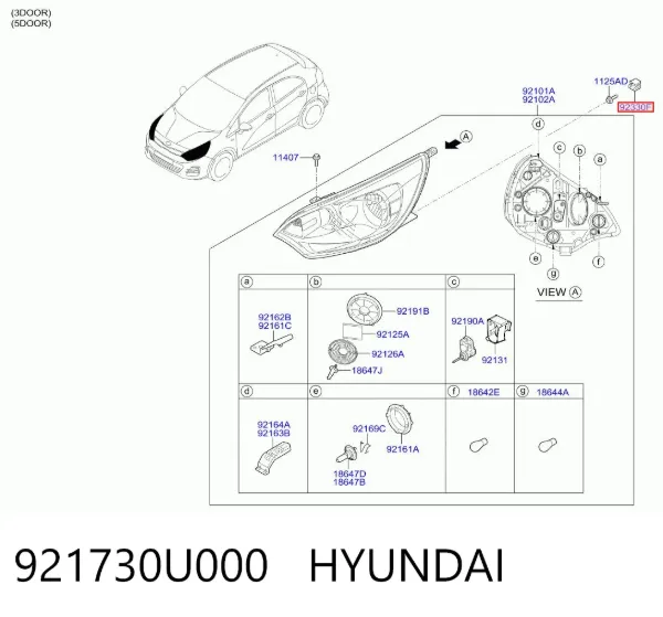 Braçadeira de fixação das luzes 921730U000 Hyundai/Kia