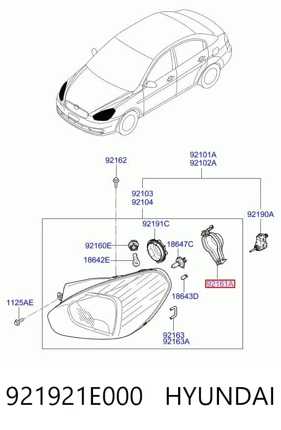 Tampa das luzes traseiras 921921E000 Hyundai/Kia