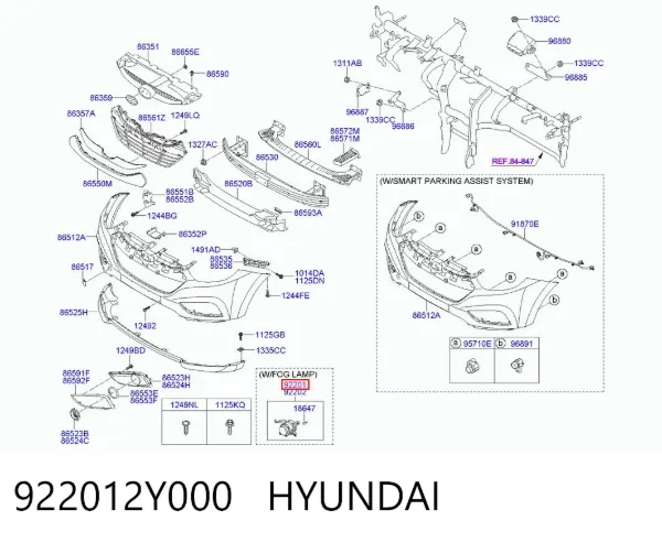 Luzes de nevoeiro esquerdas 922012Y000 Hyundai/Kia