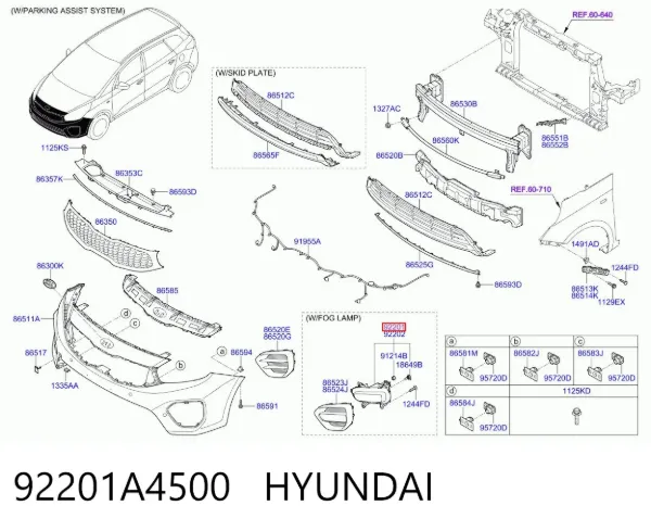 Luzes de nevoeiro esquerdas 92201A4500 Hyundai/Kia