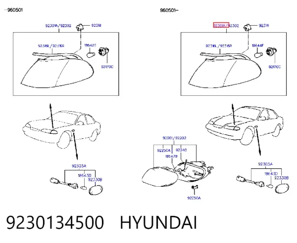 Pisca-pisca esquerdo 9230134500 Hyundai/Kia