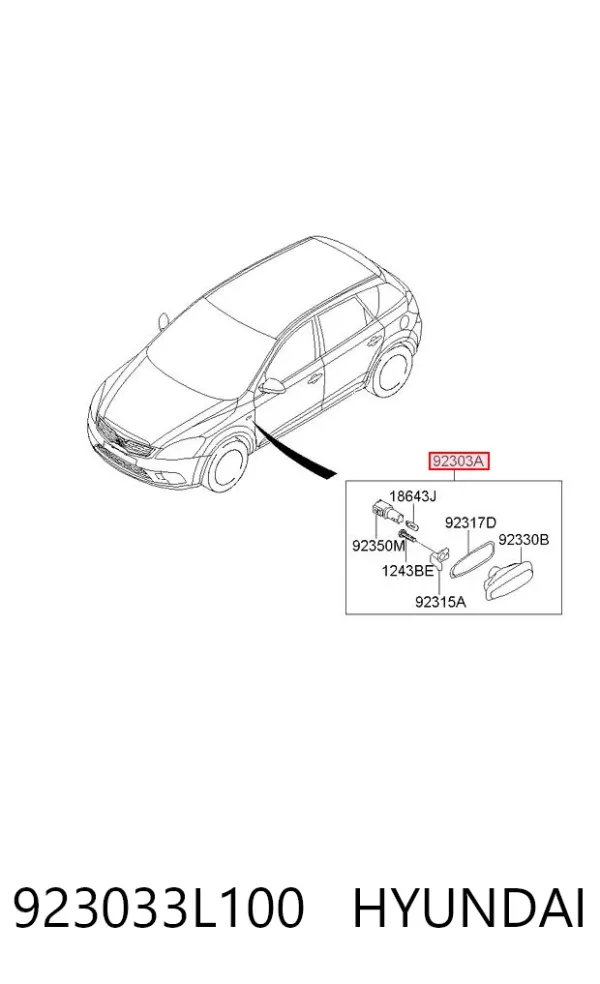 Luz intermitente no pára-lama 923033L100 Hyundai/Kia