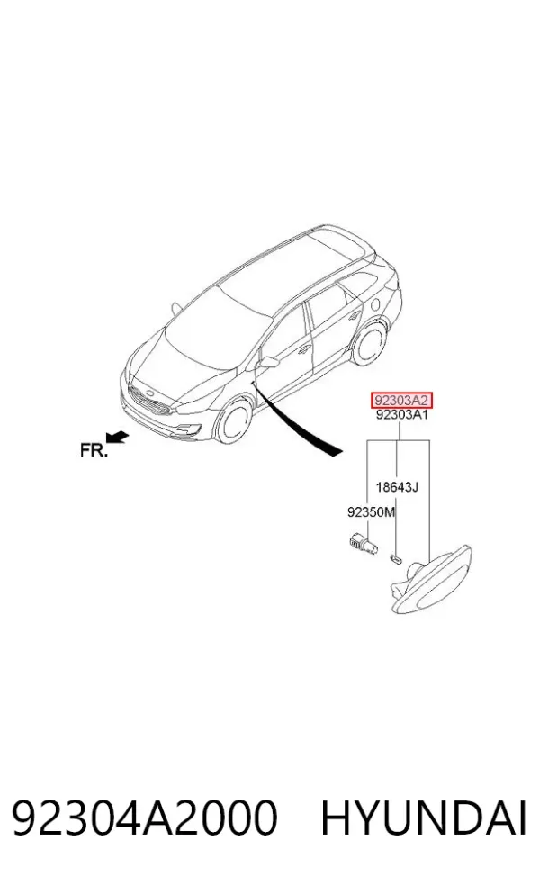 Luz intermitente no pára-lama direito 92304A2000 Hyundai/Kia