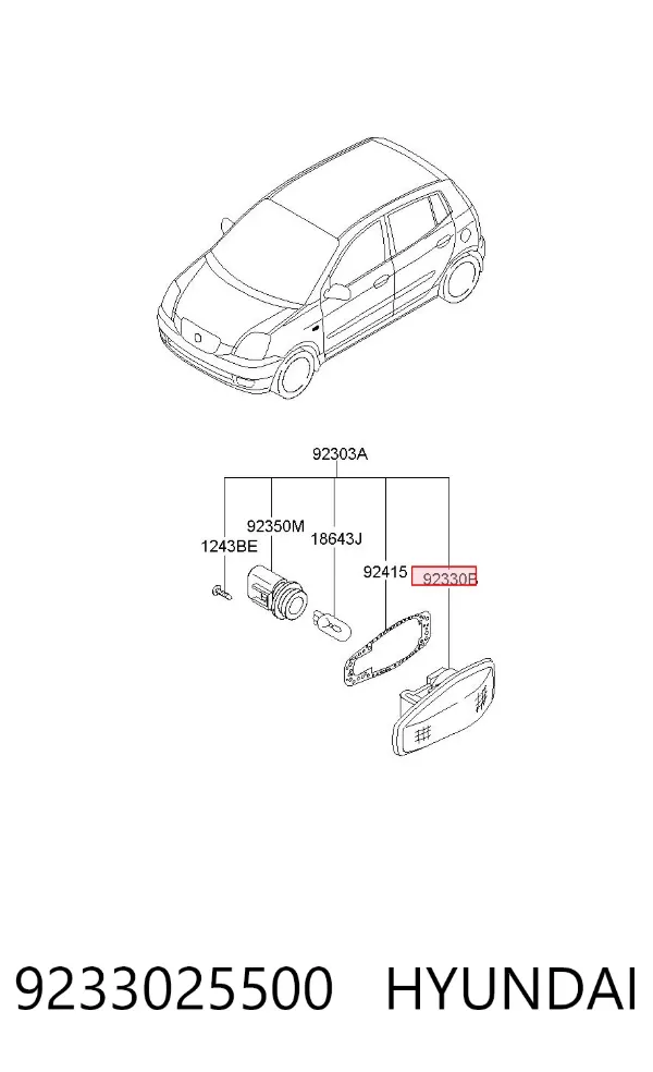 Luz intermitente no pára-lama direito 9233025500 Hyundai/Kia