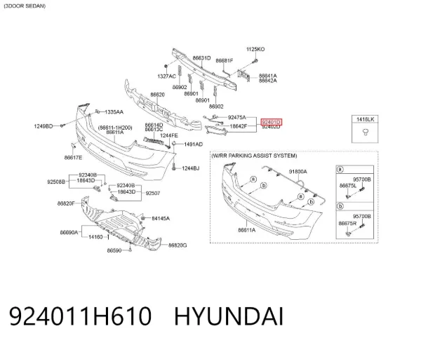 Lanterna de nevoeiro traseira esquerda 924011H610 Hyundai/Kia