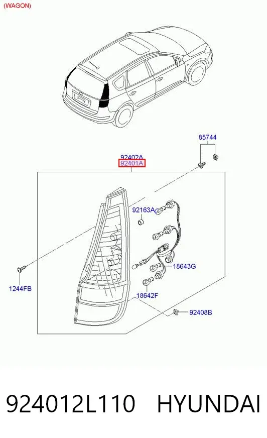 Lanterna traseira esquerda 924012L110 Hyundai/Kia