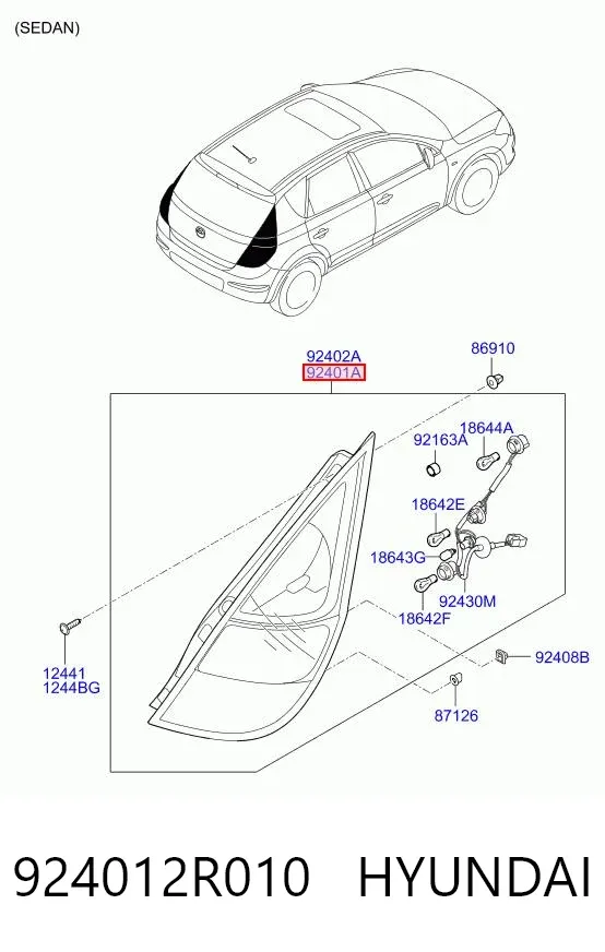 Lanterna traseira esquerda 924012R010 Hyundai/Kia