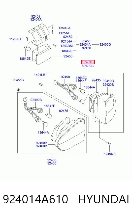 Lanterna traseira esquerda externa 924014A610 Hyundai/Kia